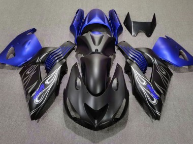 2006-2011 Noir Mat & Bleu Kawasaki ZX14R Carénage Moto
