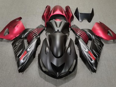 2006-2011 Noir Mat & Rouge Kawasaki ZX14R Carénage Moto