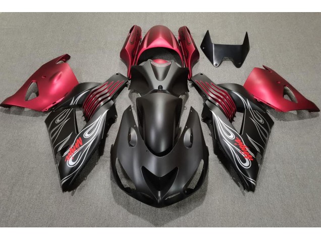 2006-2011 Noir Mat & Rouge Kawasaki ZX14R Carénage Moto 2006-2011 Noir Mat & Rouge Kawasaki ZX14R Carénage Moto