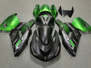 2006-2011 Noir Mat & Vert Kawasaki ZX14R Carénage Moto