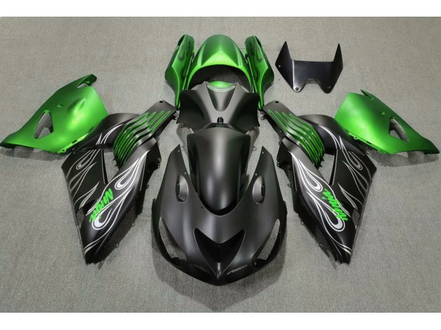 2006-2011 Noir Mat & Vert Kawasaki ZX14R Carénage Moto 2006-2011 Noir Mat & Vert Kawasaki ZX14R Carénage Moto