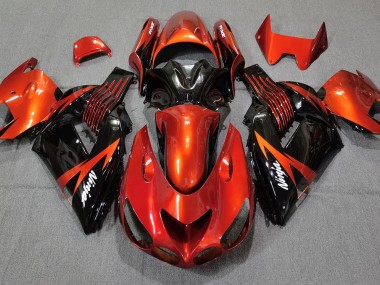 2006-2011 Orange Brûlé Noir Kawasaki ZX14R Carénage Moto