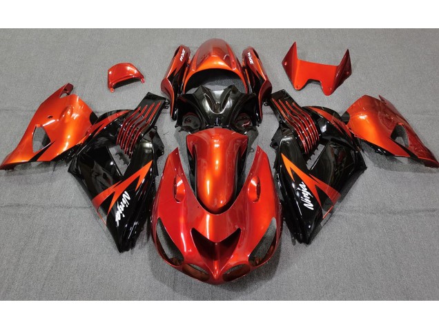 2006-2011 Orange Brûlé Noir Kawasaki ZX14R Carénage Moto 2006-2011 Orange Brûlé Noir Kawasaki ZX14R Carénage Moto