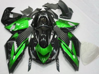 2006-2011 Vert Brillant & Noir Uni Kawasaki ZX14R Carénage Moto