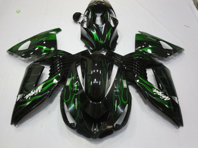 2006-2011 Vert Flamme Kawasaki ZX14R Carénage Moto 2006-2011 Vert Flamme Kawasaki ZX14R Carénage Moto