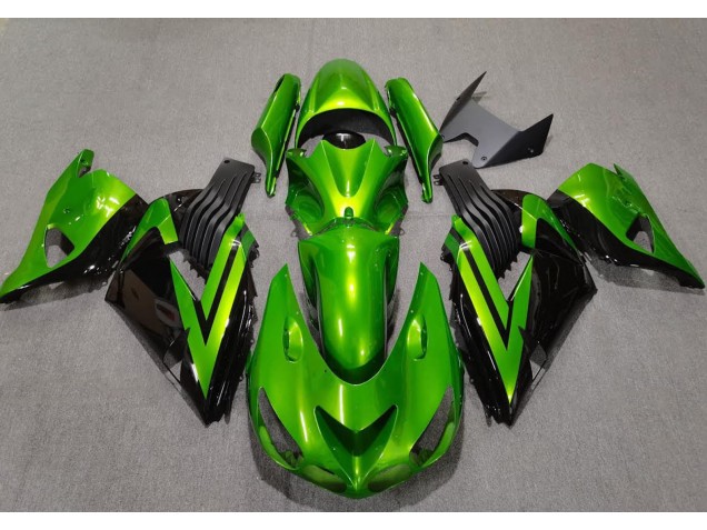 2006-2011 Vert Vif & Noir Kawasaki ZX14R Carénage Moto 2006-2011 Vert Vif & Noir Kawasaki ZX14R Carénage Moto