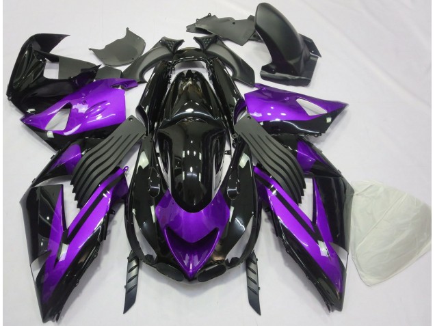 2006-2011 Violet Brillant & Noir Uni Kawasaki ZX14R Carénage Moto 2006-2011 Violet Brillant & Noir Uni Kawasaki ZX14R Carénage Moto