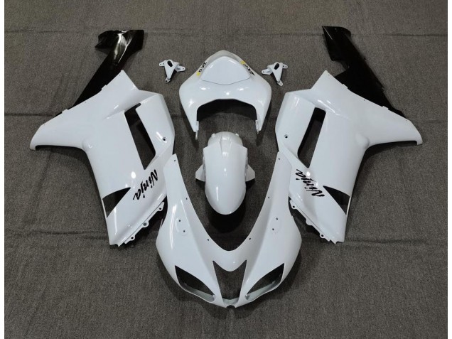 2007-2008 Blanc Brillant Uni Kawasaki ZX6R Carénage Moto 2007-2008 Blanc Brillant Uni Kawasaki ZX6R Carénage Moto
