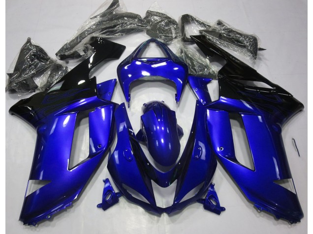 2007-2008 Bleu Brillant & Noir Kawasaki ZX6R Carénage Moto 2007-2008 Bleu Brillant & Noir Kawasaki ZX6R Carénage Moto