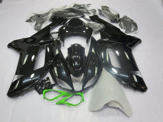 2007-2008 Noir Brillant Vert Kawasaki ZX6R Carénage Moto 2007-2008 Noir Brillant Vert Kawasaki ZX6R Carénage Moto