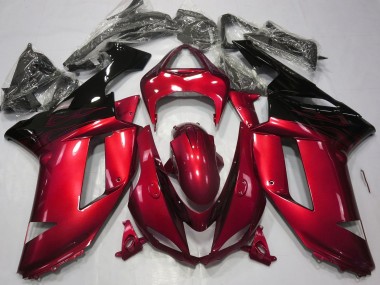 2007-2008 Rouge Brillant & Noir Kawasaki ZX6R Carénage Moto