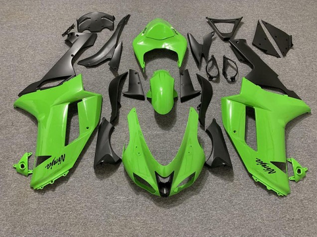 2007-2008 Vert Brillant & Noir Mat Kawasaki ZX6R Carénage Moto 2007-2008 Vert Brillant & Noir Mat Kawasaki ZX6R Carénage Moto