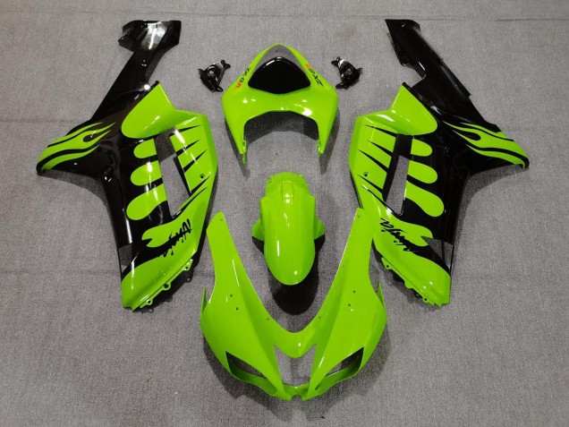 2007-2008 Vert Flamme Kawasaki ZX6R Carénage Moto 2007-2008 Vert Flamme Kawasaki ZX6R Carénage Moto