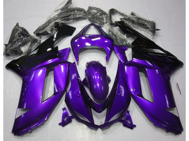 2007-2008 Violet Brillant & Noir Kawasaki ZX6R Carénage Moto 2007-2008 Violet Brillant & Noir Kawasaki ZX6R Carénage Moto