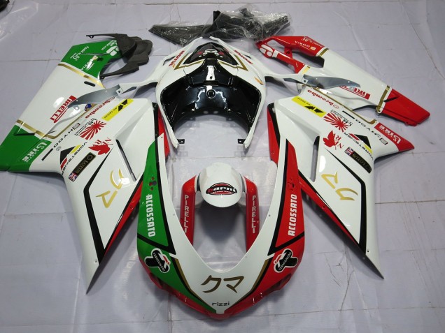 2007-2014 77 Blanc Rouge Vert Ducati 848 1098 1198 Carénage Moto 2007-2014 77 Blanc Rouge Vert Ducati 848 1098 1198 Carénage Moto