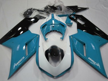 2007-2014 Bleu Clair Brillant & Blanc Ducati 848 1098 1198 Carénage Moto