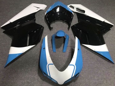 2007-2014 Bleu Clair Brillant Blanc & Noir Ducati 848 1098 1198 Carénage Moto