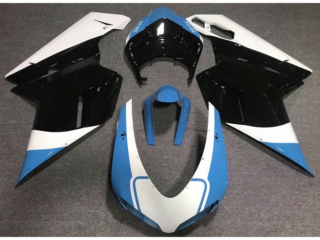 2007-2014 Bleu Clair Brillant Blanc & Noir Ducati 848 1098 1198 Carénage Moto 2007-2014 Bleu Clair Brillant Blanc & Noir Ducati 848 1098 1198 Carénage Moto