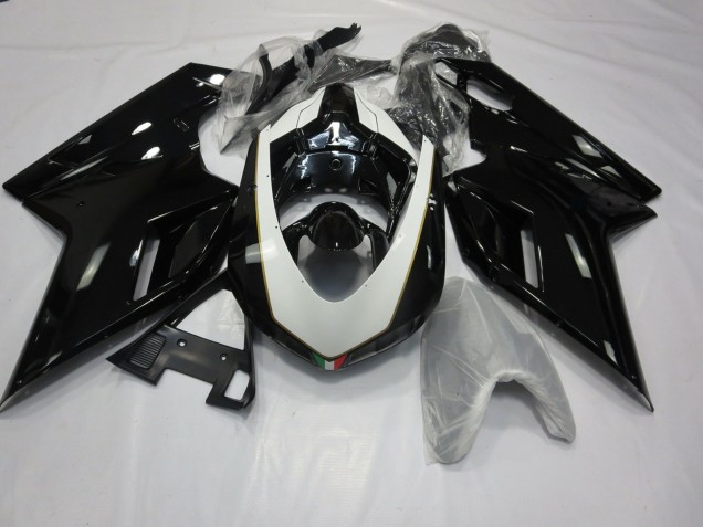 2007-2014 Noir & Blanc Brillant Ducati 848 1098 1198 Carénage Moto 2007-2014 Noir & Blanc Brillant Ducati 848 1098 1198 Carénage Moto