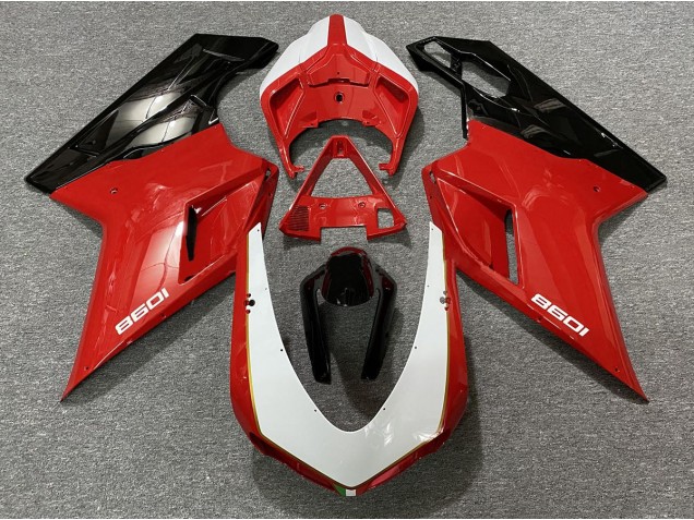 2007-2014 Noir Rouge Blanc Ducati 848 1098 1198 Carénage Moto 2007-2014 Noir Rouge Blanc Ducati 848 1098 1198 Carénage Moto