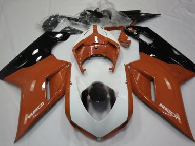 2007-2014 Orange Brillant & Blanc Ducati 848 1098 1198 Carénage Moto