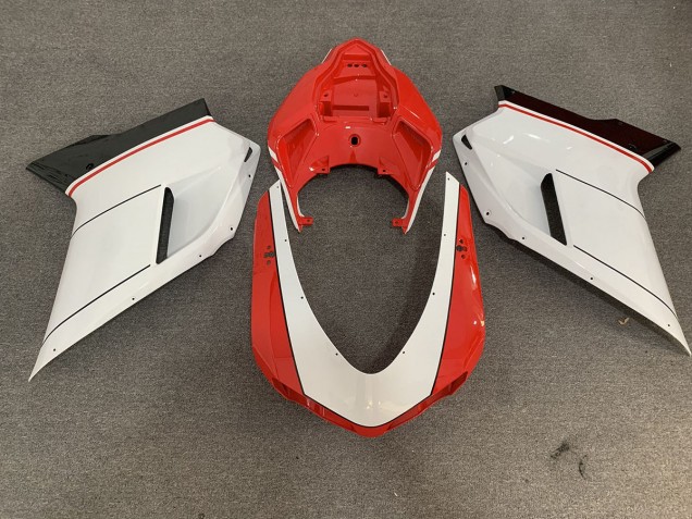 2007-2014 Rouge Blanc Ducati 848 1098 1198 Carénage Moto 2007-2014 Rouge Blanc Ducati 848 1098 1198 Carénage Moto