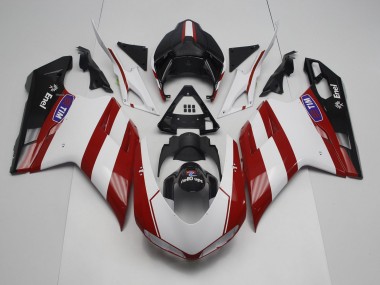 2007-2014 Rouge Foncé Ducati 848 1098 1198 Carénage Moto