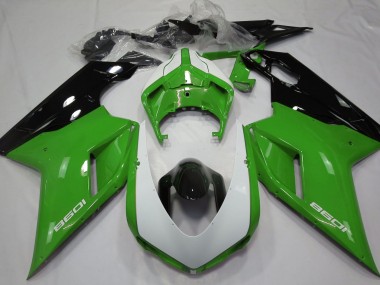 2007-2014 Vert Brillant & Blanc Ducati 848 1098 1198 Carénage Moto