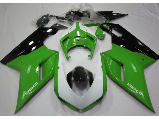 2007-2014 Vert Brillant & Blanc Ducati 848 1098 1198 Carénage Moto 2007-2014 Vert Brillant & Blanc Ducati 848 1098 1198 Carénage Moto