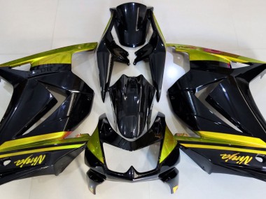 2008-2012 Noir Brillant & Jaune Kawasaki Ninja 250 Carénage Moto