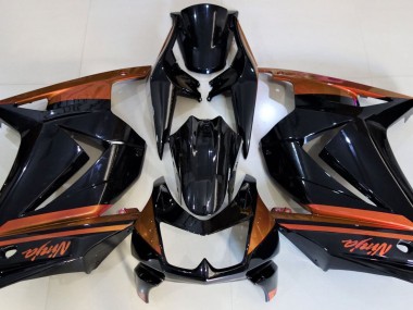 2008-2012 Noir Brillant & Orange Kawasaki Ninja 250 Carénage Moto