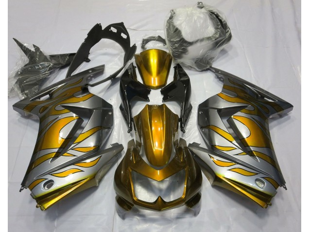 2008-2012 Or & Argent Flamme Kawasaki Ninja 250 Carénage Moto 2008-2012 Or & Argent Flamme Kawasaki Ninja 250 Carénage Moto