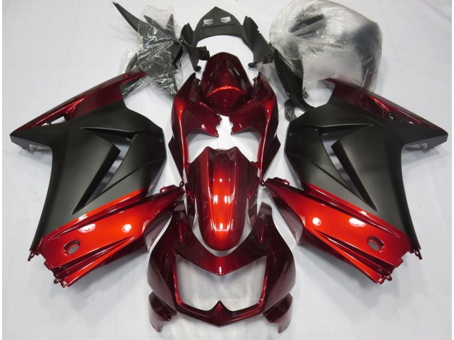 2008-2012 Rouge & Noir Mat Kawasaki Ninja 250 Carénage Moto 2008-2012 Rouge & Noir Mat Kawasaki Ninja 250 Carénage Moto