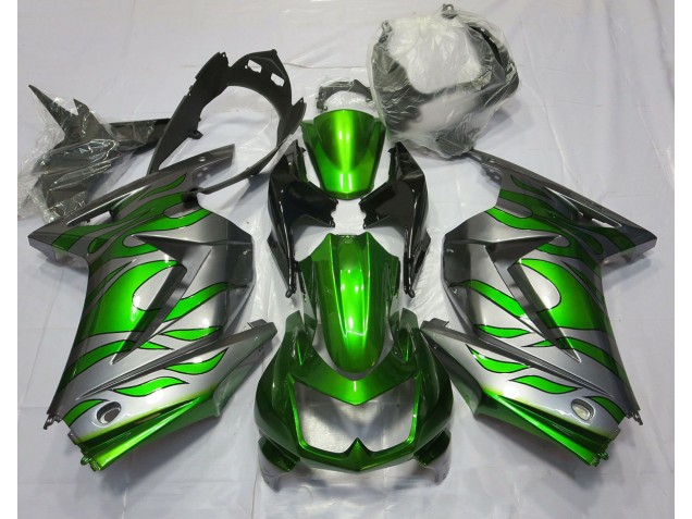 2008-2012 Vert & Argent Flamme Kawasaki Ninja 250 Carénage Moto 2008-2012 Vert & Argent Flamme Kawasaki Ninja 250 Carénage Moto