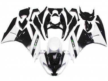 2009-2012 Blanc Brillant & Noir Lisse Kawasaki ZX6R Carénage Moto