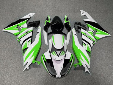 2009-2012 Zag Vert Blanc & Noir Kawasaki ZX6R Carénage Moto