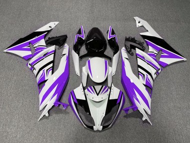2009-2012 Zag Violet Blanc & Noir Kawasaki ZX6R Carénage Moto