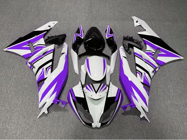 2009-2012 Zag Violet Blanc & Noir Kawasaki ZX6R Carénage Moto 2009-2012 Zag Violet Blanc & Noir Kawasaki ZX6R Carénage Moto