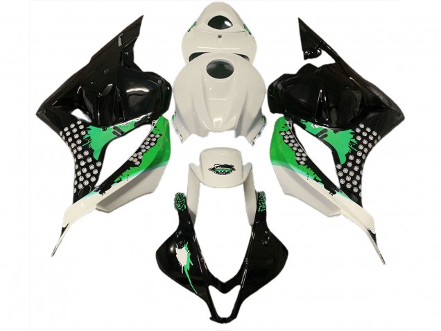 2009-2012 Éclaboussures Blanches & Vertes Brillantes Honda CBR600RR Carénage Moto 2009-2012 Éclaboussures Blanches & Vertes Brillantes Honda CBR600RR Carénage Moto