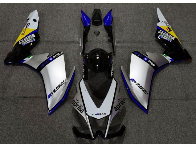 2010-2015 Argent Pirelli & Bleu Aprilia RSV4 1000 Carénage Moto 2010-2015 Argent Pirelli & Bleu Aprilia RSV4 1000 Carénage Moto