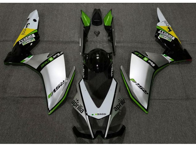 2010-2015 Argent Pirelli & Vert Aprilia RSV4 1000 Carénage Moto 2010-2015 Argent Pirelli & Vert Aprilia RSV4 1000 Carénage Moto