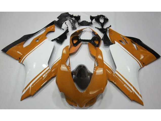 2011-2014 Orange Brillant Blanc & Noir Ducati 1199 Carénage Moto 2011-2014 Orange Brillant Blanc & Noir Ducati 1199 Carénage Moto