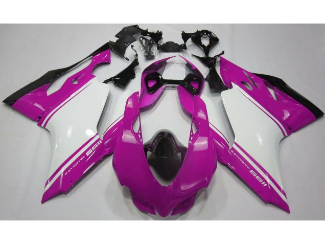 2011-2014 Rose Brillant Blanc & Noir Ducati 1199 Carénage Moto 2011-2014 Rose Brillant Blanc & Noir Ducati 1199 Carénage Moto