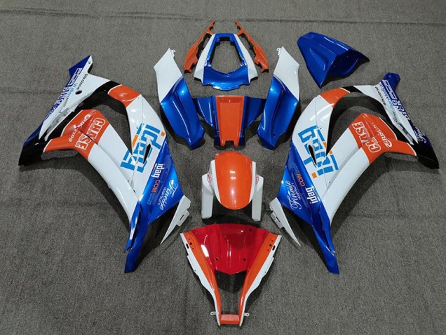 2011-2015 Blanc Bleu & Orange Kawasaki ZX10R Carénage Moto 2011-2015 Blanc Bleu & Orange Kawasaki ZX10R Carénage Moto