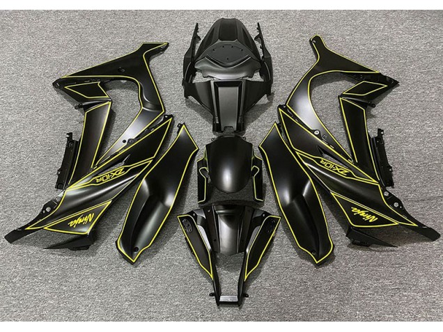 2011-2015 Doublure Noir Mat & Jaune Kawasaki ZX10R Carénage Moto 2011-2015 Doublure Noir Mat & Jaune Kawasaki ZX10R Carénage Moto
