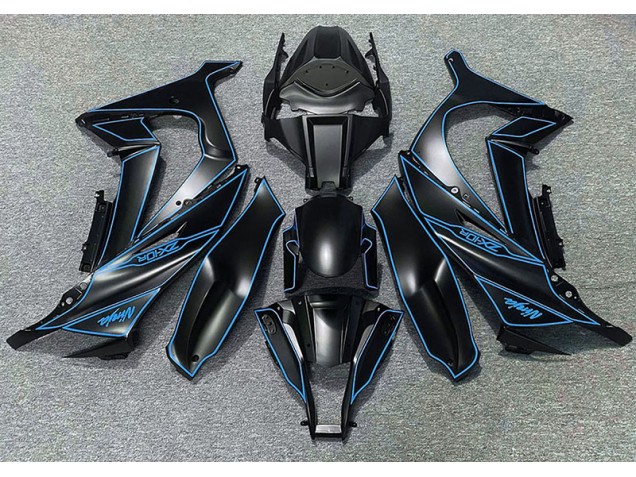 2011-2015 Doublure Noire Mate & Bleue Kawasaki ZX10R Carénage Moto 2011-2015 Doublure Noire Mate & Bleue Kawasaki ZX10R Carénage Moto