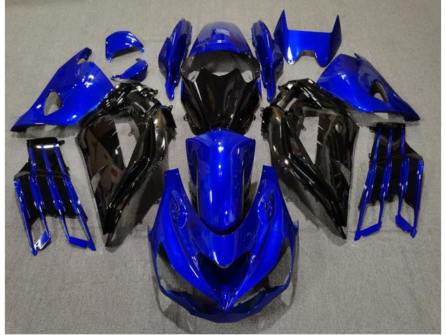 2012-2021 Bleu Brillant & Noir Kawasaki ZX14R Carénage Moto 2012-2021 Bleu Brillant & Noir Kawasaki ZX14R Carénage Moto