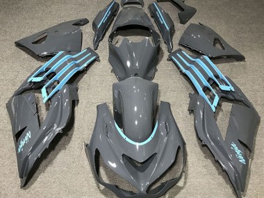 2012-2021 Gris Brillant & Bleu Clair Kawasaki ZX14R Carénage Moto