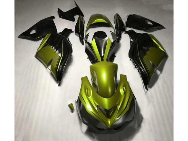 2012-2021 Jaune Brillant & Noir Kawasaki ZX14R Carénage Moto 2012-2021 Jaune Brillant & Noir Kawasaki ZX14R Carénage Moto