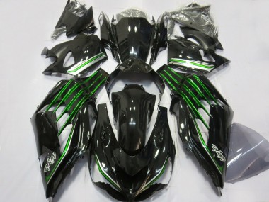 2012-2021 Noir Brillant Avec Vert Kawasaki ZX14R Carénage Moto